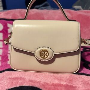 Cream Handbag with Gold Accents